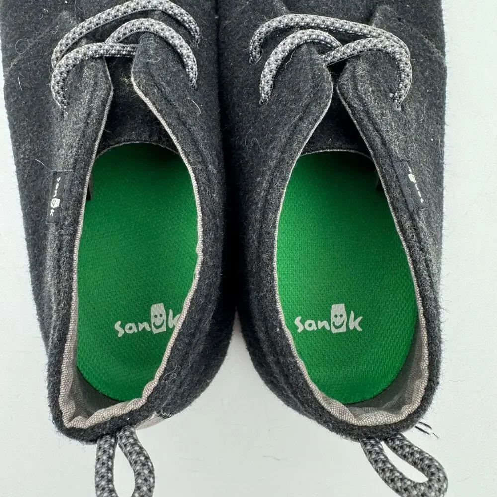 Sanuk Walla Chukka Men's 12 Black Felt Textile Lace Up Sidewalk Surfer Shoes
